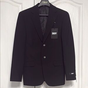 DKNY Men’s Black Sport Coat with Notched Lapel 38S